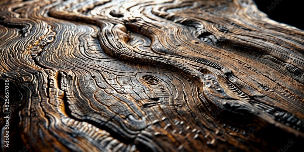 Poster a close-up of rustic wood with dark and light textures - generative ai