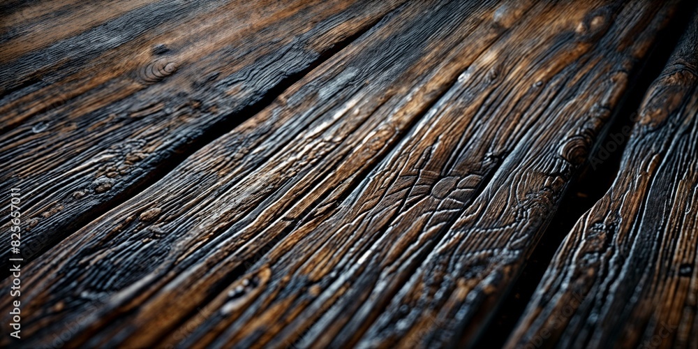 Poster a close-up of rustic wood with dark and light textures - generative ai