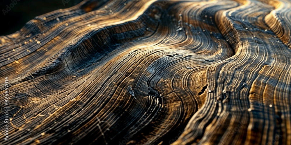 Poster a close-up of rustic wood with dark and light textures - generative ai