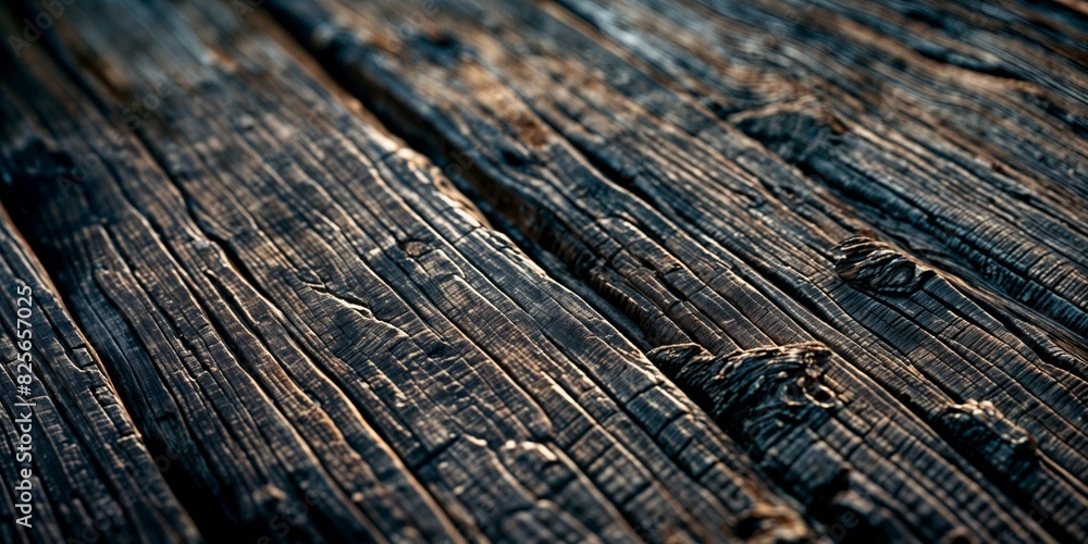 Poster a close-up of rustic wood with dark and light textures - generative ai