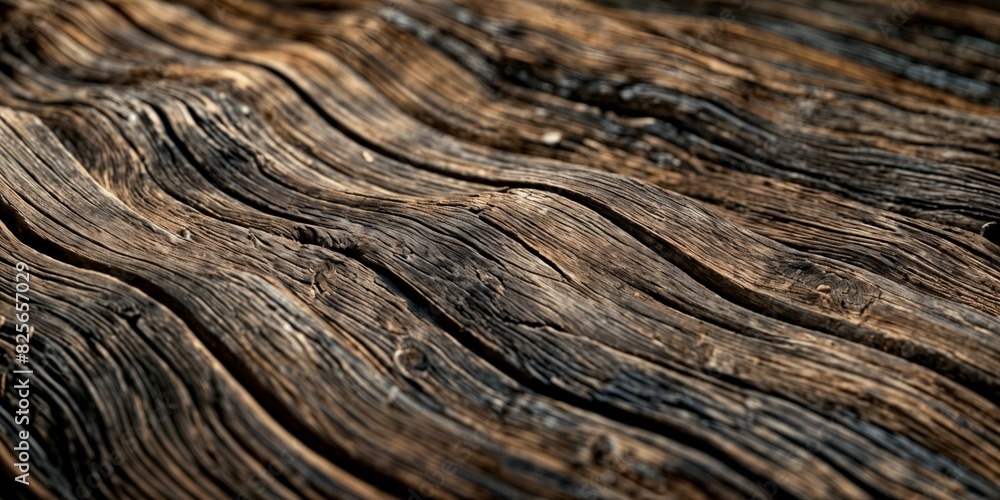 Poster a close-up of rustic wood with dark and light textures - generative ai