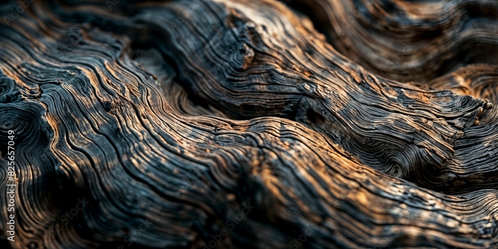 Poster a close-up of rustic wood with dark and light textures - generative ai