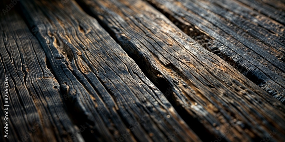 Poster a close-up of rustic wood with dark and light textures - generative ai