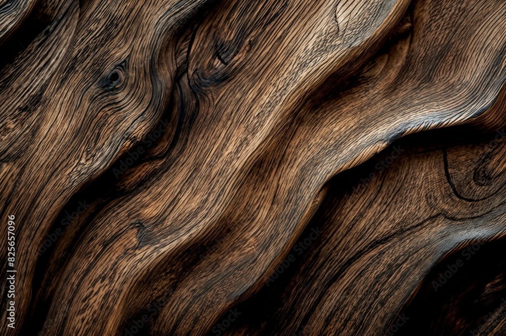 Poster a close-up of rustic wood with dark and light textures - generative ai