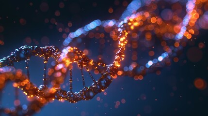 A DNA strand with a blue background