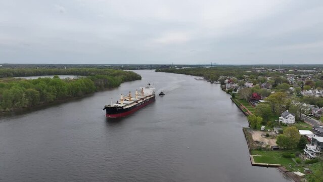 Bulk Carrier Going Up River