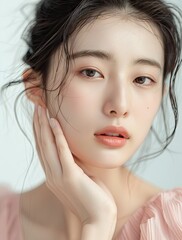 A beautiful female Asian model, posing for the camera, close up shot, photoshoot, photography