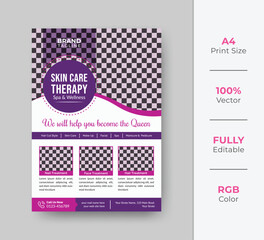 Beauty and spa salon flyer template design with creative shapes