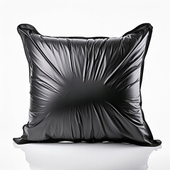 Firefly black soft inflatable cushion with wrinkles on a white background