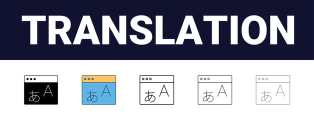 Different style translation and language icon collection with Editable stroke. postal service, delivery, mail, post. Editable, filled, outline, line and stroke style can be used for web, mobile, ui,