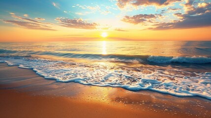 Obraz premium Serene Beach Sunrise with Gentle Waves