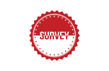 Survey red ribbon label banner. Open available now sign or Survey tag