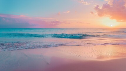 Sunset Beach with Gentle Rolling Waves
