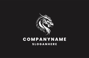 Dragon logo style icon design template flat vector