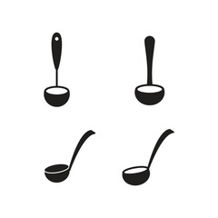 Ladle kitchen utensil icon vector logo design template