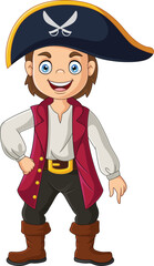 Cartoon smiling little pirate boy 