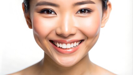 Obraz premium Beautiful Young Asian Woman with a Radiant Smile for Ad Campaign