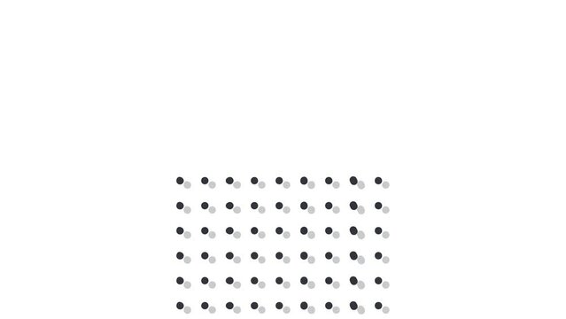 On a white background, a figure appears in different places in the form of dots with shadows.