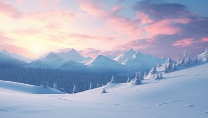 A stunning dramatic sky with vibrant snow winter frozen mountains landscape, beautiful sunset view, cool place in Antarctica