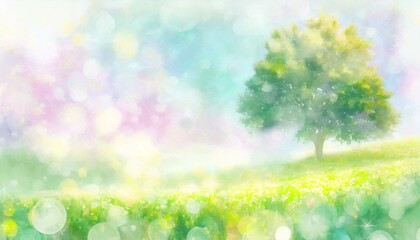 Fototapeta premium 美しい煌めく草原のイラスト背景