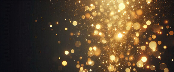 Fototapeta premium Poussière d'étoile scintillante d'or scintillant tombant fond bokeh abstrait brillant
