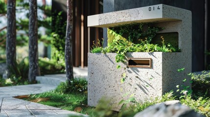ecofriendly letterbox crafted from recycled materials with lush green roof sustainable product design