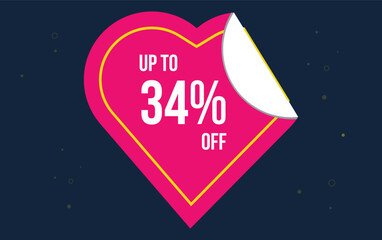 Discount up to 34% off . Special offer symbol