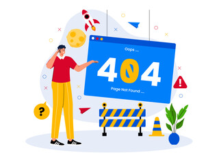 Connection error. Page not found vector illustration