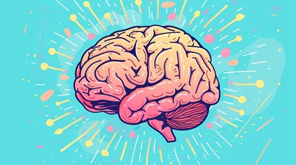 simplified brain illustration in playful marker style vector graphic