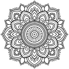 very simple, mandala pattern, black and white, in the style of clip art