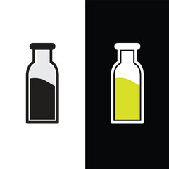 Milk bottle icon vector logo design template