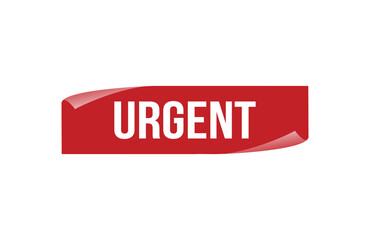 Urgent red ribbon label banner. Open available now sign or Urgent tag.