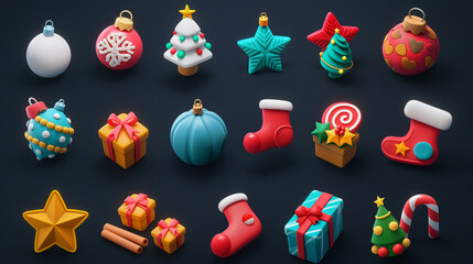 Asset of Christmas for ui game isolation on dark background, Illustration.