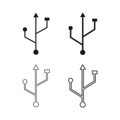 Flat USB icon set symbol vector Illustration.