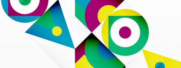 Colorful circle and triangle abstract background. Template for wallpaper, banner, presentation, background