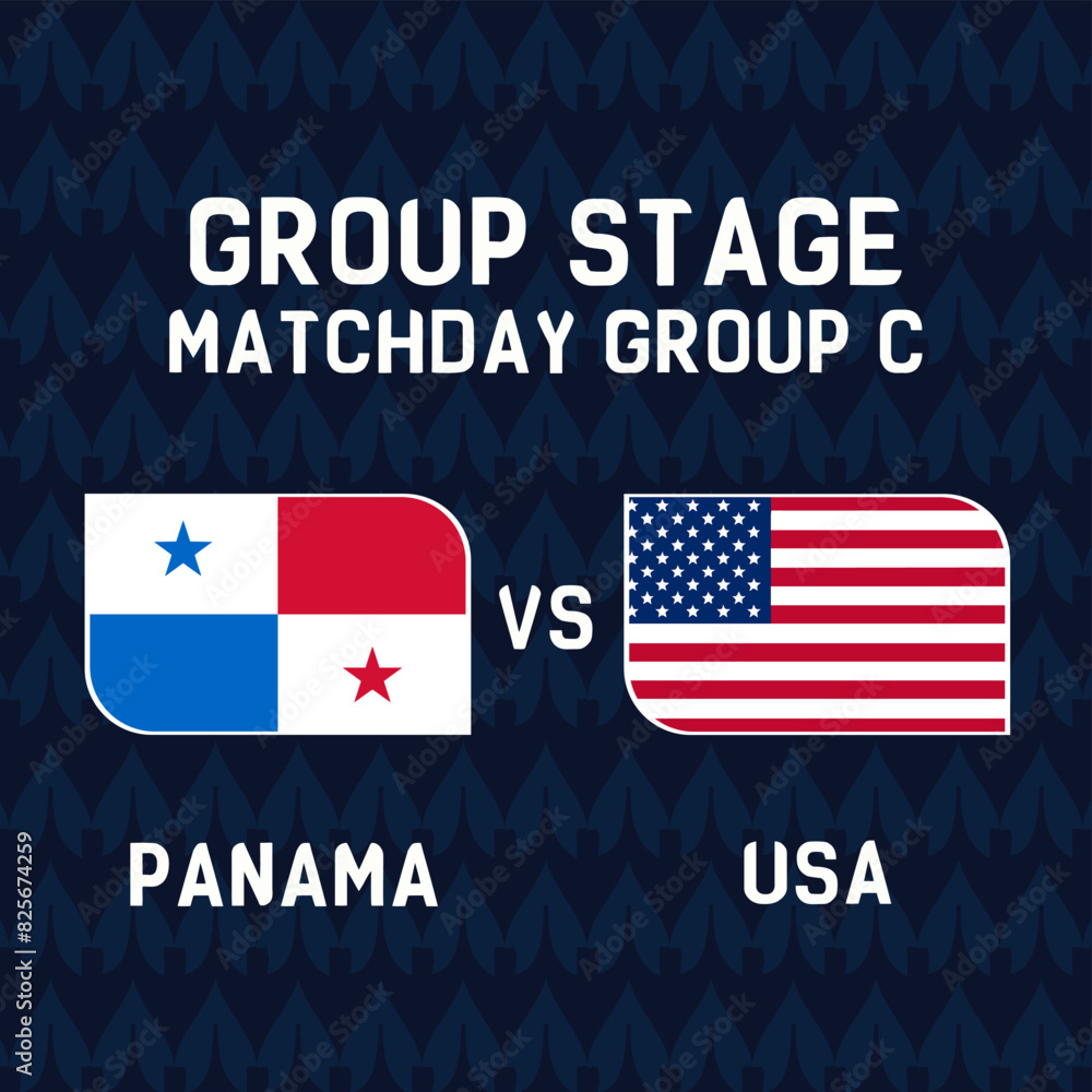 Wall mural vector illustration. Panama vs usa  broadcast template for sports Copa America 2024. - Wall murals