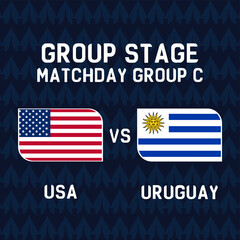 vector illustration. USA vs Uruguay broadcast template for sports Copa America 2024.