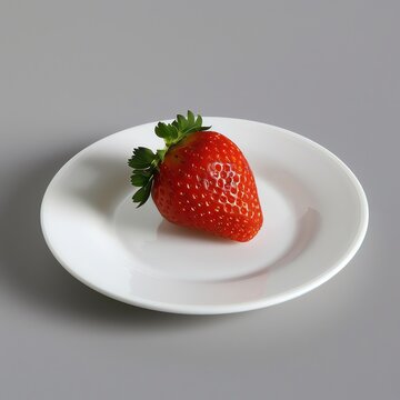 Sliced Strawberry on White Plate Isolated Angle Shot