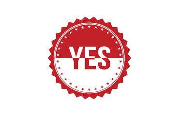 Red banner Yes on white background.