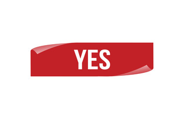 Red banner Yes on white background.