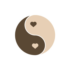 Flat ying yang icon symbol vector Illustration.