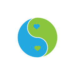 Flat ying yang icon symbol vector Illustration.