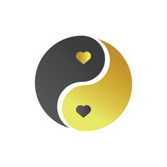 Flat ying yang icon symbol vector Illustration.
