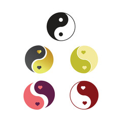 Ying yang icon set in flat style with background.