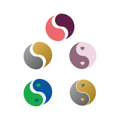 Ying yang icon set in flat style with background.