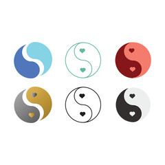 Ying yang icon set in flat style with background.