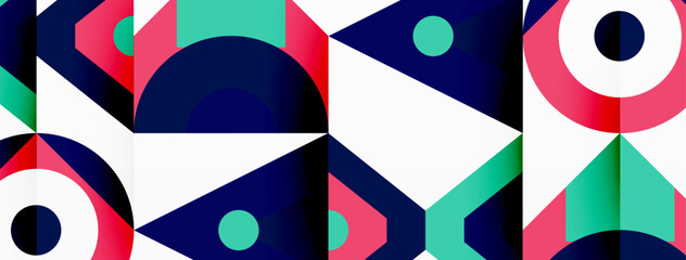 Obraz premium Colorful circle and triangle abstract background. Template for wallpaper, banner, presentation, background