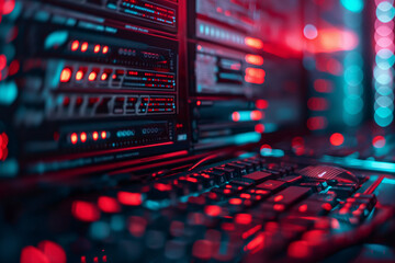 Naklejka premium dj mixer in a studio