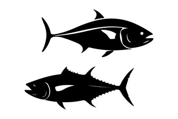 Tuna tunny fish sketch engraving vector illustration. T-shirt apparel print design. Scratch board imitation. Black and white hand drawn image.