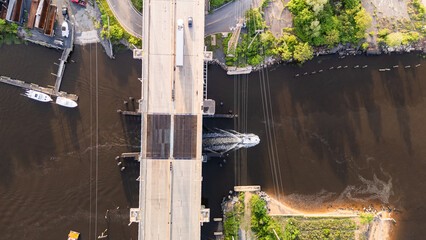 Aerial Drone of Laurence Harbor Old Bridge New Jersey 